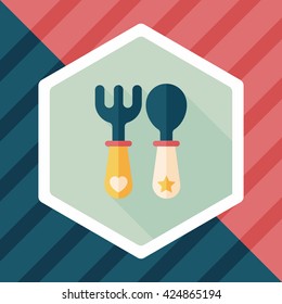 dishware and cutlery flat icon with long shadow,eps10