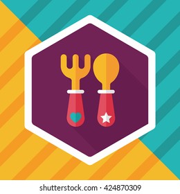 dishware and cutlery flat icon with long shadow,eps10