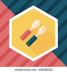 dishware and cutlery flat icon with long shadow,eps10