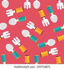 dishware and cutlery flat icon,eps10 seamless pattern background