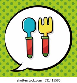 dishware doodle, speech bubble