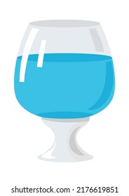 Dishware and glassware for serving drinks and beverages, strong alcohol. Glass for cognac or bourbon, brandy or whiskey, water or liquor in container. Utensil and dishes. Vector in flat style