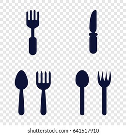 Dishware icons set. set of 4 dishware filled icons such as spoon and fork, knife, fork