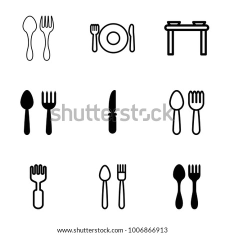 Dishware icons. set of 9 editable filled and outline dishware icons such as spoon and fork