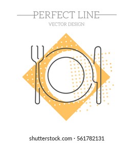 dishware line icon, outline vector logo illustration