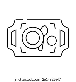 dishware on tray buffet line icon vector. dishware on tray buffet sign. isolated contour symbol black illustration