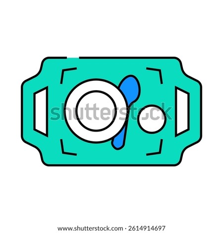 dishware on tray buffet line icon vector. dishware on tray buffet sign. isolated symbol illustration