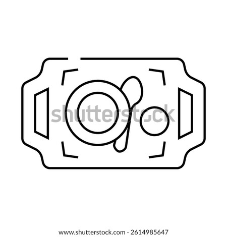 dishware on tray buffet line icon vector. dishware on tray buffet sign. isolated contour symbol black illustration