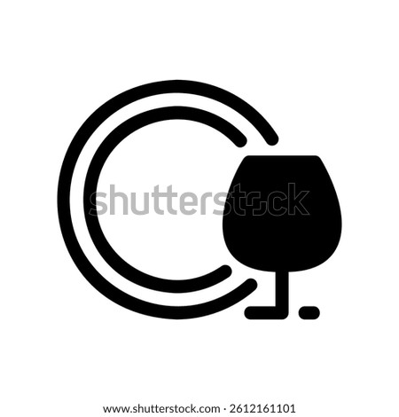 Dishware Silhouette Round Plate and Stemmed Glass Side by Side Art