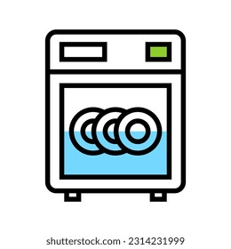 dishwasher color icon. flat vector illustration