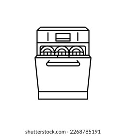 Dishwasher color line icon. Kitchen device. Household appliance