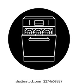 Dishwasher color line icon. Kitchen device. Household appliance