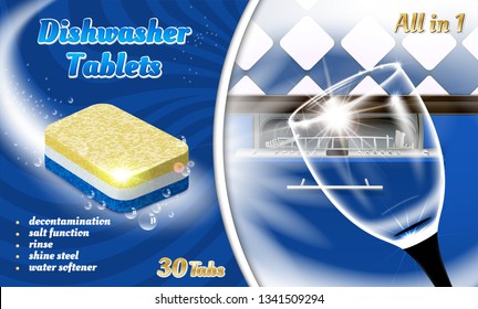 Dishwasher concept background. Realistic illustration of dishwasher vector concept background for web design