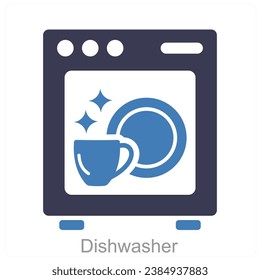 Dishwasher and dish icon concept