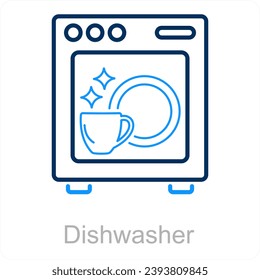 Dishwasher and dish icon concept