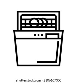 dishwasher equipment line icon vector. dishwasher equipment sign. isolated contour symbol black illustration