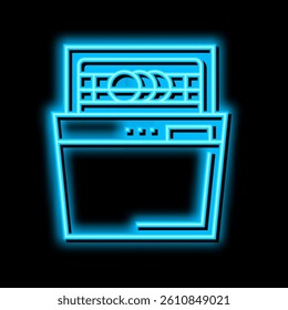dishwasher equipment neon light sign vector. dishwasher equipment illustration