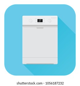 Dishwasher. Flat design. Blue icon. Vector illustration