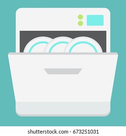 Dishwasher flat icon, kitchen and appliance, vector graphics, a colorful solid pattern on a white background, eps 10.