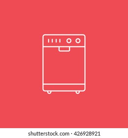 Dishwasher Flat Icon On Red Background