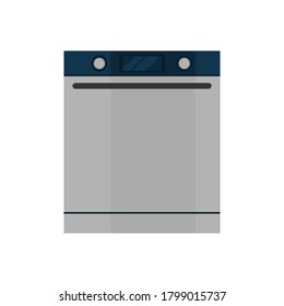 Ilustración plana del lavavajillas. Vista frontal del lavavajillas. Vector. 