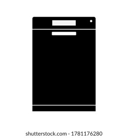 Icono de línea plana del lavavajillas. Firma de electrodomésticos. Ilustración vectorial de los equipos domésticos