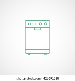 Dishwasher Green Flat Icon On White Background
