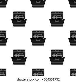 Dishwasher icon in black style isolated on white background. Kitchen pattern stock vector illustration.