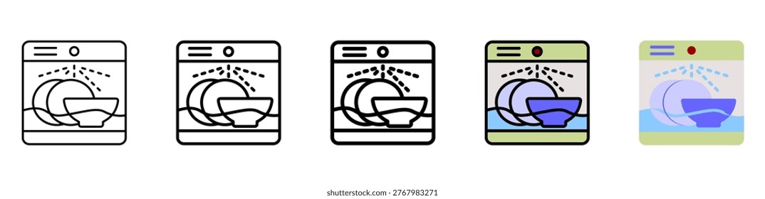 Dishwasher Icon With Differences and Colors