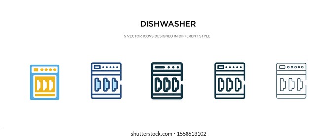 dishwasher icon in different style vector illustration. two colored and black dishwasher vector icons designed in filled, outline, line and stroke style can be used for web, mobile, ui