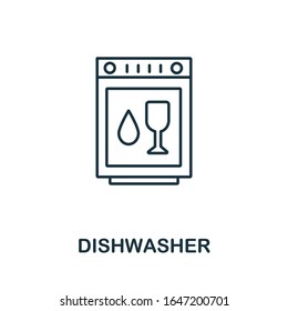 Icono del lavavajillas de la colección doméstica. Línea simple Icono de lavavajillas para plantillas, diseño web e infografías