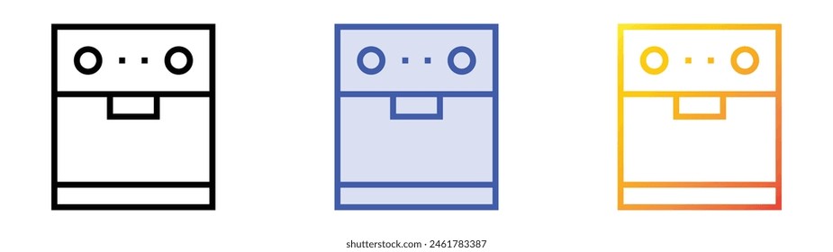 icono del lavavajillas. Diseño de estilo de relleno lineal, azul y degradado aislado sobre fondo blanco