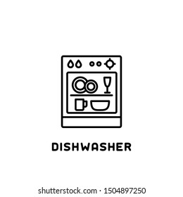 dishwasher icon in linear style on white background
