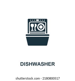 Dishwasher icon. Monochrome simple line Housekeeping icon for templates, web design and infographics