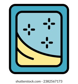 Dishwasher icon outline vector. Cleaning house. Home service color flat