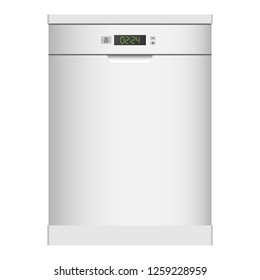 Dishwasher icon. Realistic illustration of dishwasher vector icon for web design