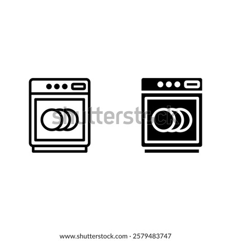 Dishwasher icon set color editable on white background
