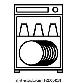 Dishwasher Icon Symbol. Outline Style