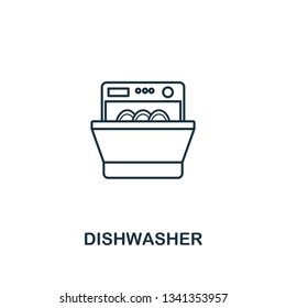 Dishwasher icon. Thin style design from household icons collection. Creativedishwasher icon for web design, apps, software, print usage