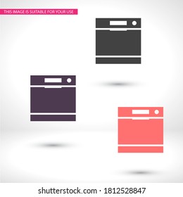 Icono del lavavajillas. Vector Eps 10. Diseño plano Lorem Ipsum 