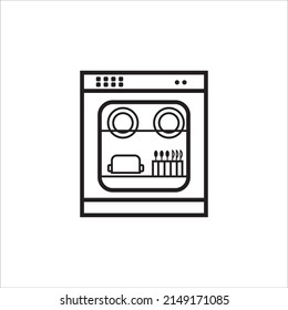 Símbolo de ilustración del vector del icono del lavavajillas