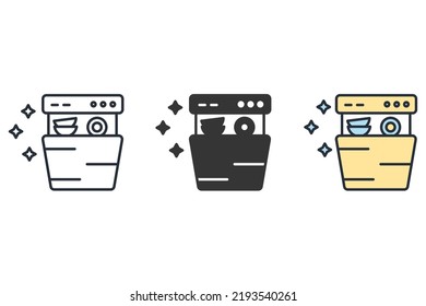 Dishwasher icons  symbol vector elements for infographic web