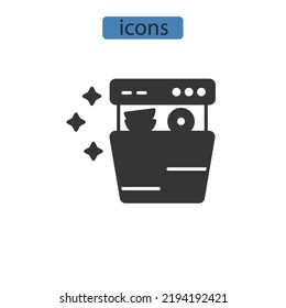 Dishwasher icons  symbol vector elements for infographic web