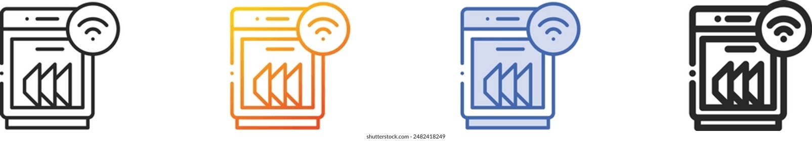 dishwasher icon.Thin Linear, Gradient, Blue Stroke and bold Style Design Isolated On White Background