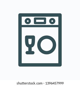 Dishwasher isolated icon, integrated dishwasher machine outline vector icon