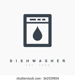 Dishwasher isolated minimal single flat icon. Household line vector icon for websites and mobile minimalistic flat design.
