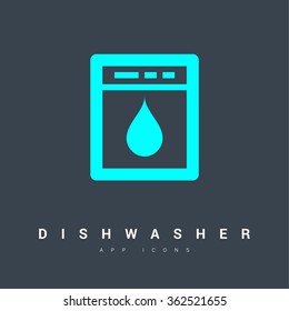 Dishwasher isolated minimal single flat icon. Household line vector icon for websites and mobile minimalistic flat design.