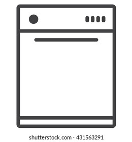 Dishwasher for the kitchen. Simple graphic illustration of the dishwasher. Gray Icon dishwasher. Vector Image.