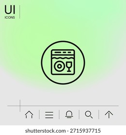 Icono de línea de lavavajillas - Elemento para su diseño