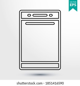 Icono de la línea del lavavajillas. Signo de estilo lineal para concepto móvil y diseño web. Icono de vector de contorno. Símbolo de electrodomésticos de cocina, logo. Ilustración vectorial Eps 10.